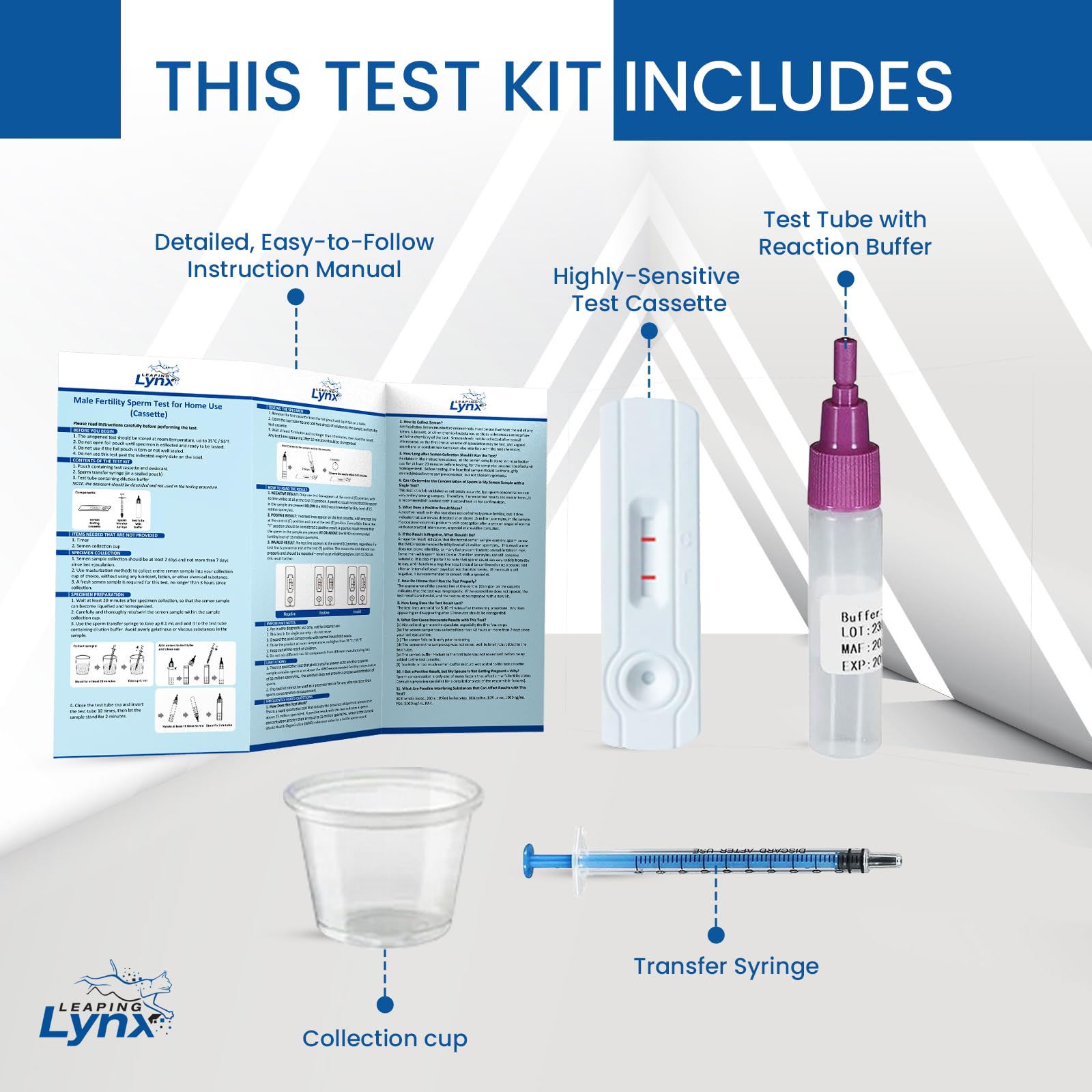 Leaping Lynx Super Sperm Check – résultat en deux lignes et interprétation simple.