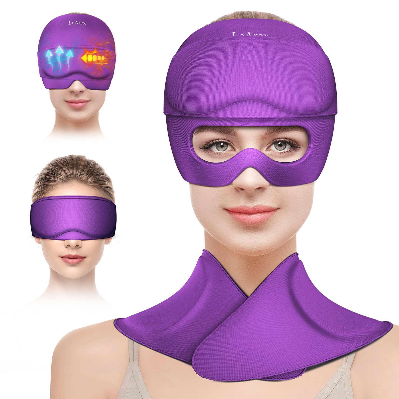 LeArex cap-migraine-triple enveloppe la tête pour un confort ciblé.