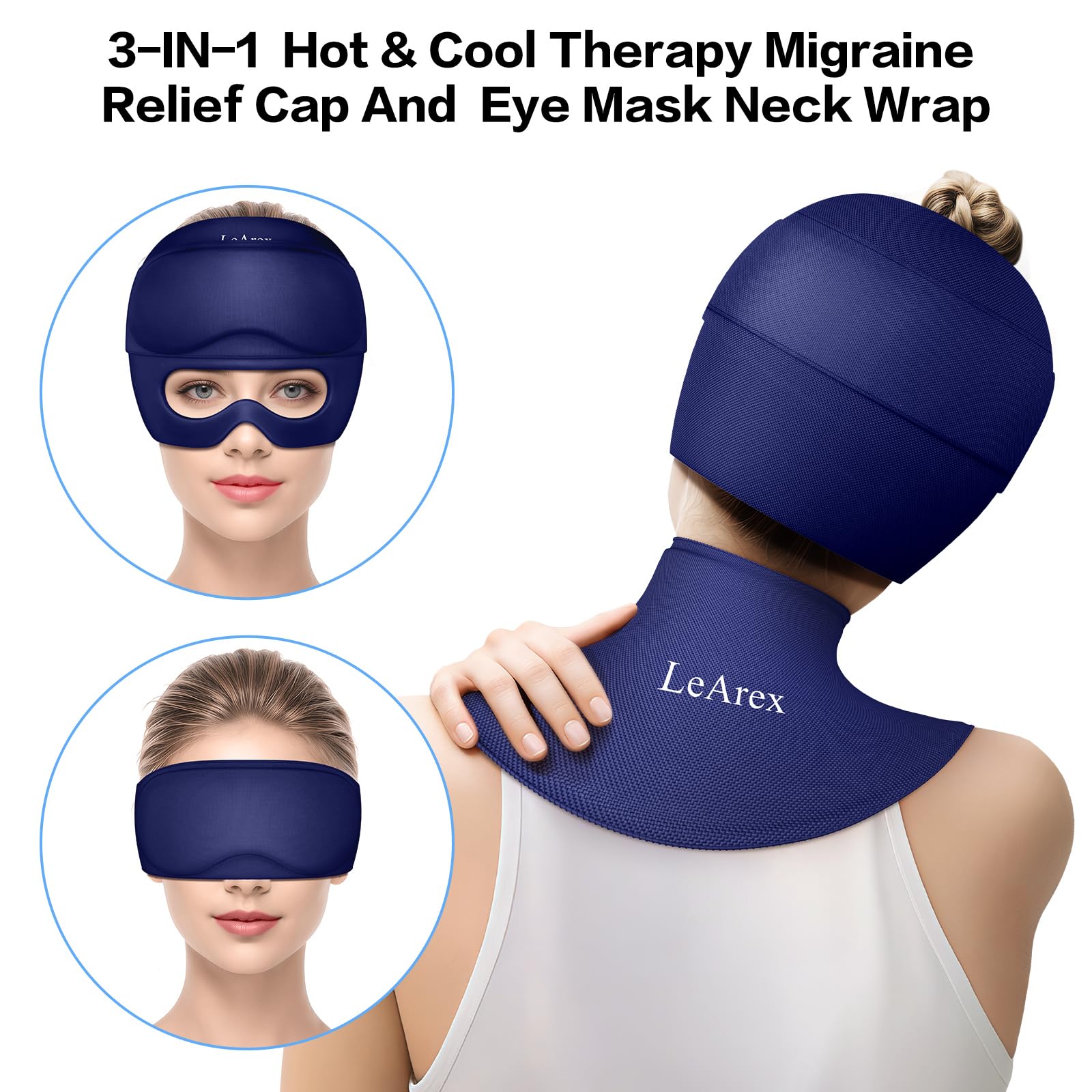 LeArex cap-tete-360-confort enveloppe entièrement la tête pour un soulagement apaisant.