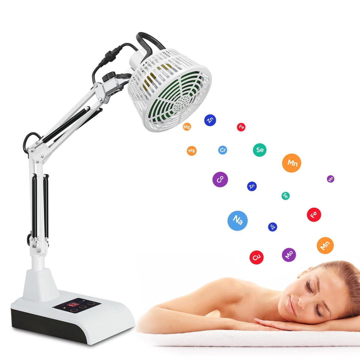 Lampe infrarouge Leawell 2-en-1 pour soulager douleurs et sommeil.