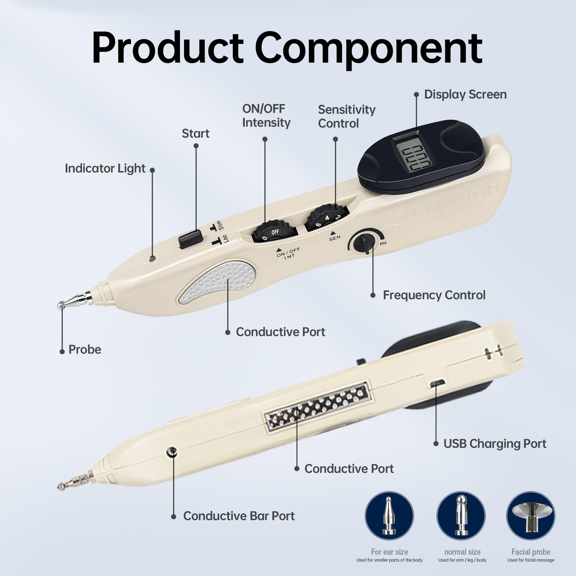 Leawell stylo acupression, petite tête, précision sur les points fins