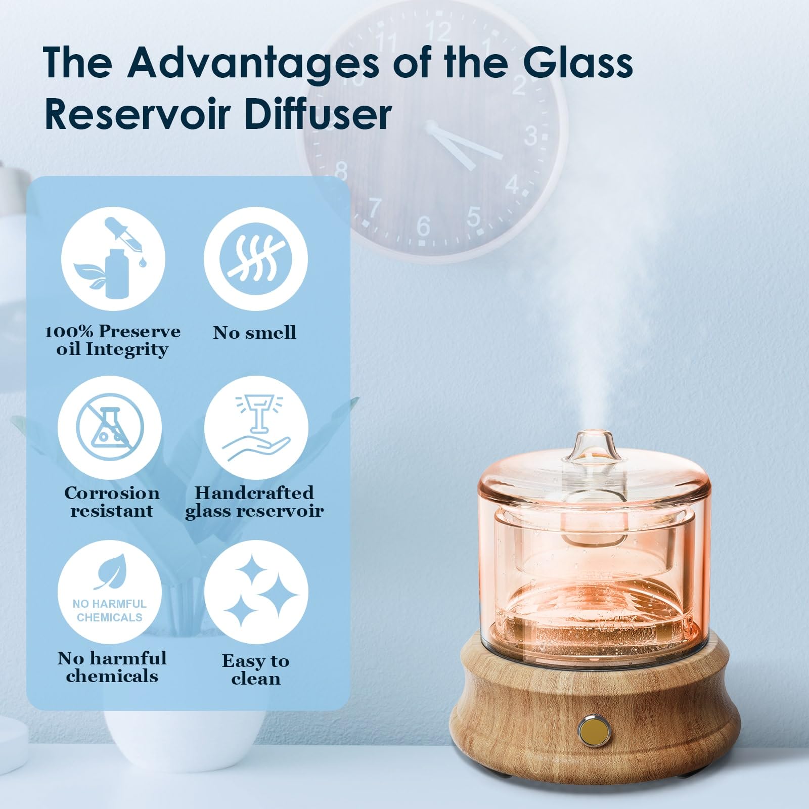 Couvercle en verre du diffuseur Lecdura et réservoir clair.