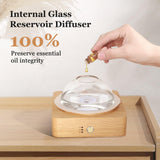 Dôme en verre et base en bois du diffuseur Lécdura