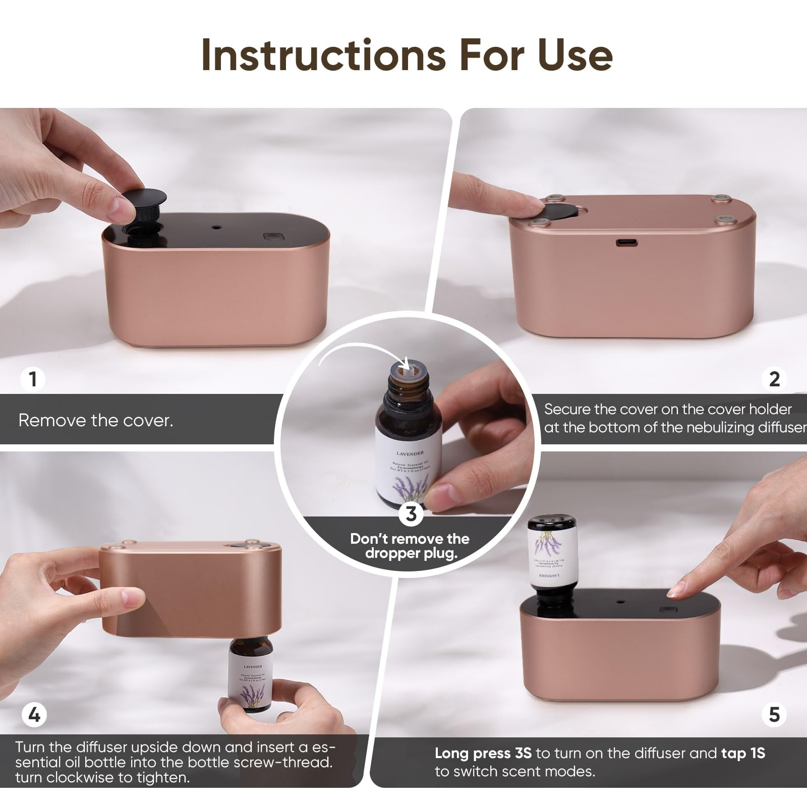 Lecdura Diffuseur Sans Eau Rose Gold – couverture jusqu'à 65 m²