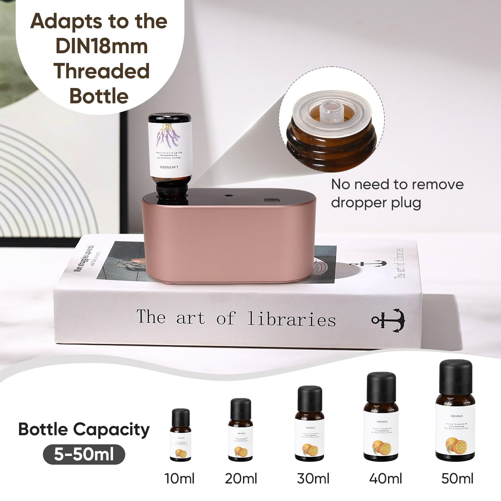 Lecdura Diffuseur Sans Eau Rose Gold – recharge rapide en 3 heures