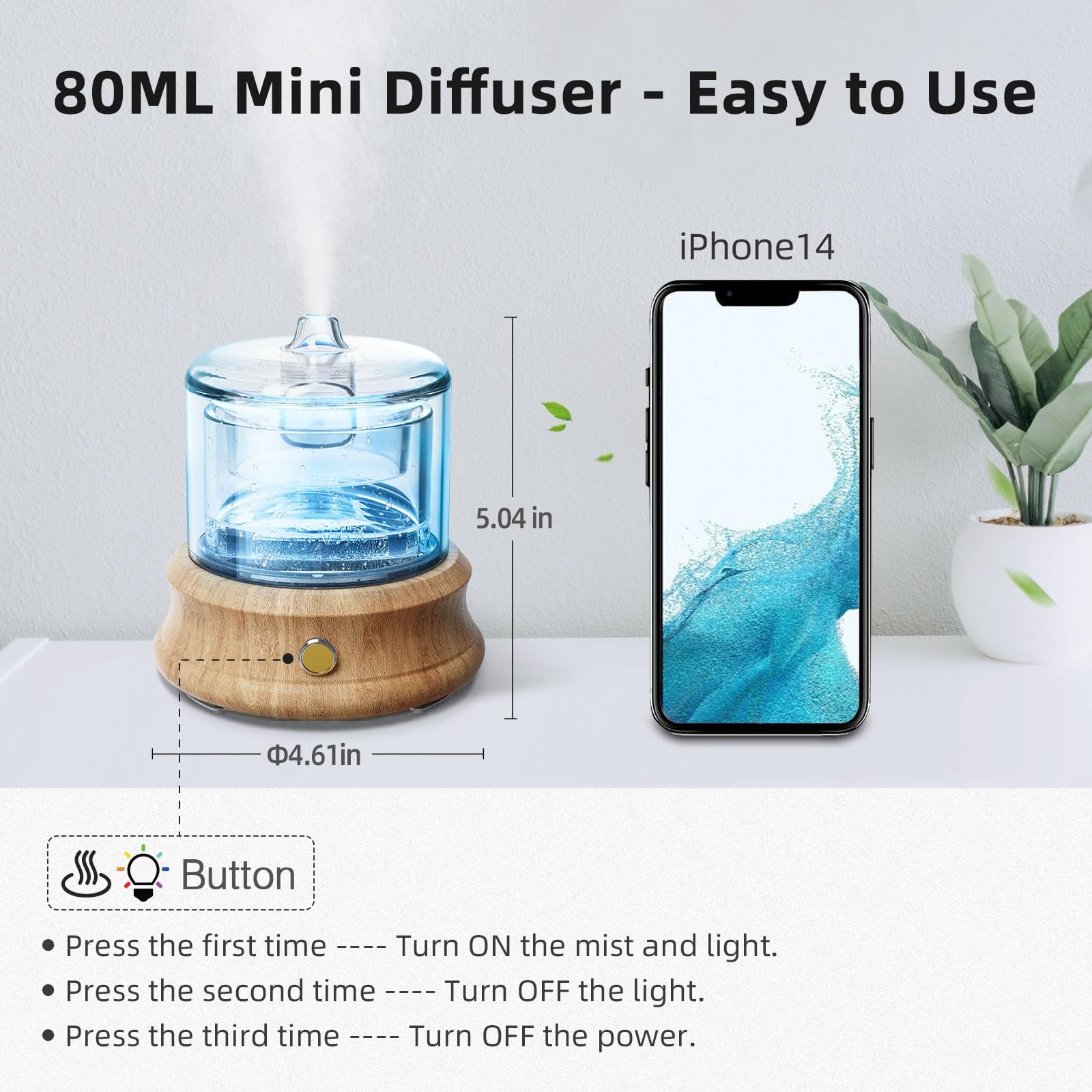 Connecteur USB-C du diffuseur Lecdura pour une utilisation polyvalente.