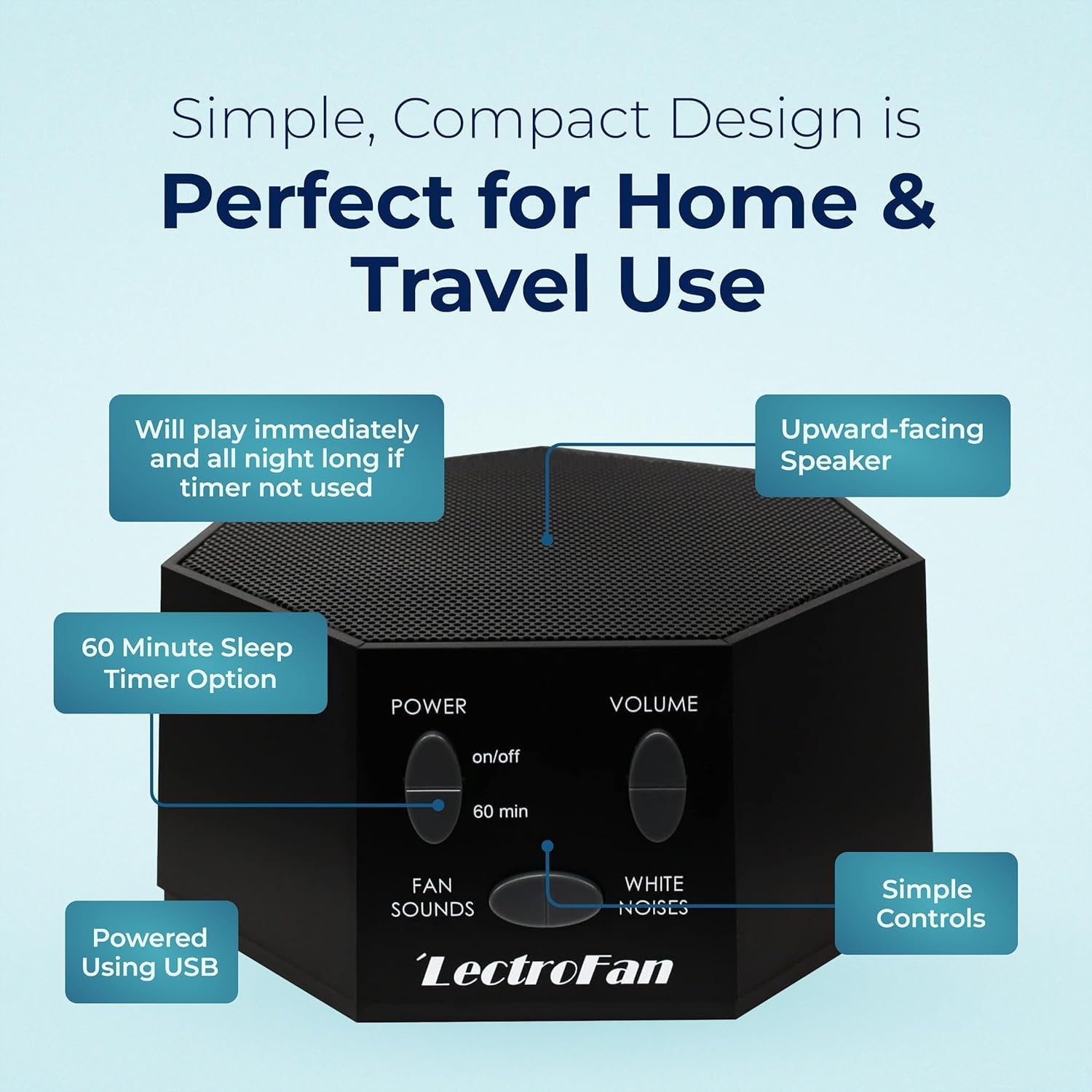 LectroFan Classic design noir élégant et discret.