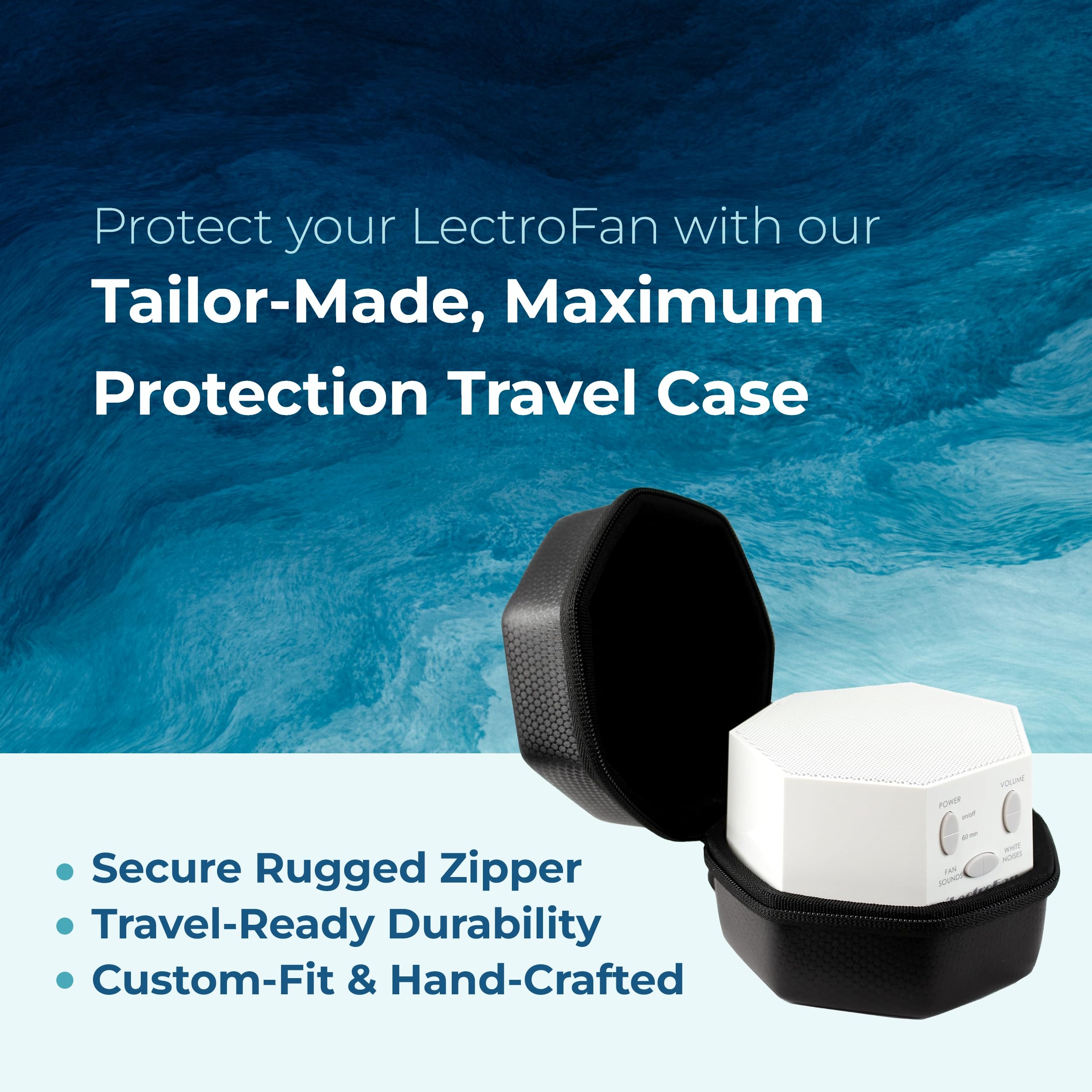 LectroFan étui voyage EVA silicone – protection amortissante lors des trajets.