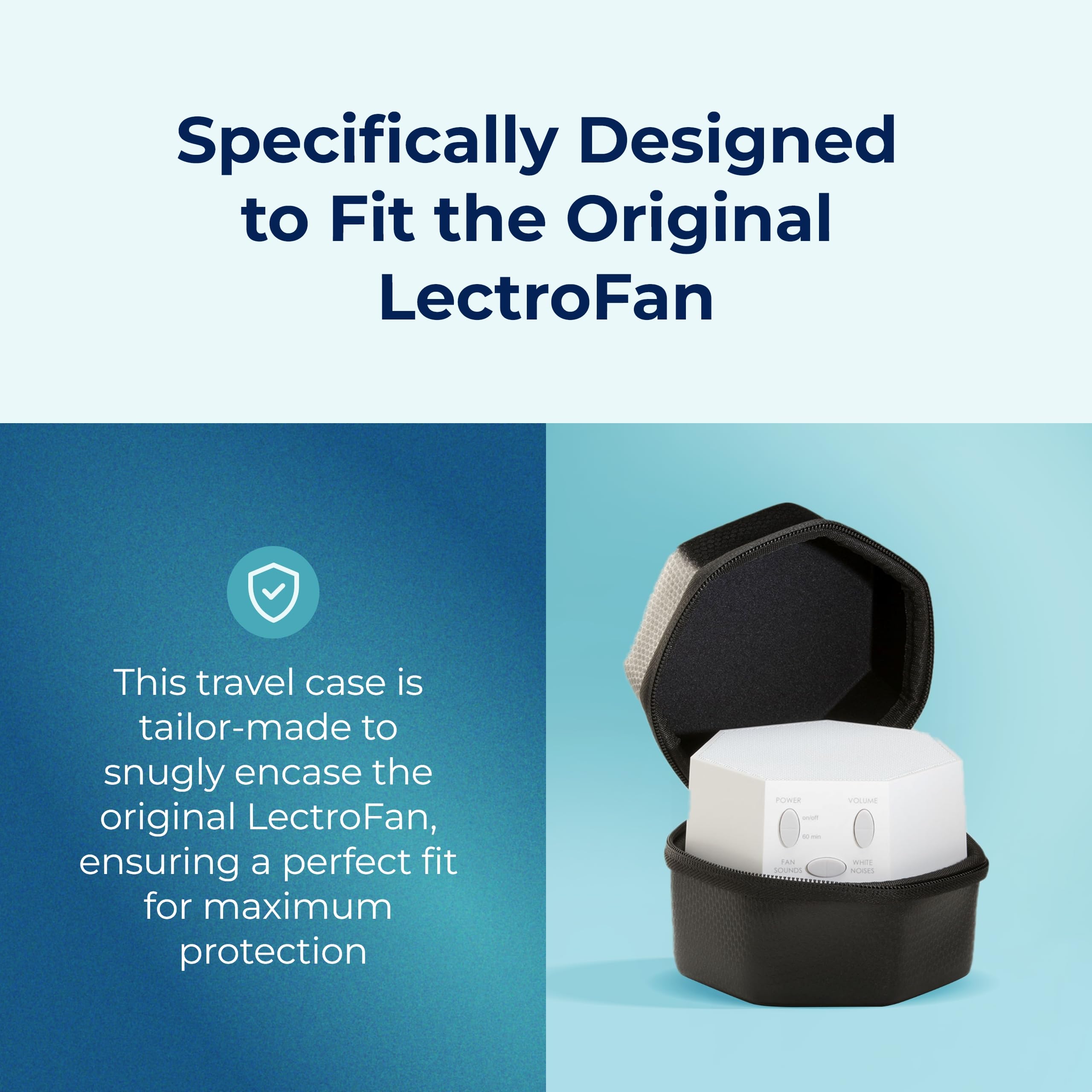 LectroFan étui voyage fermeture éclair robuste – sécurité lors du transport.