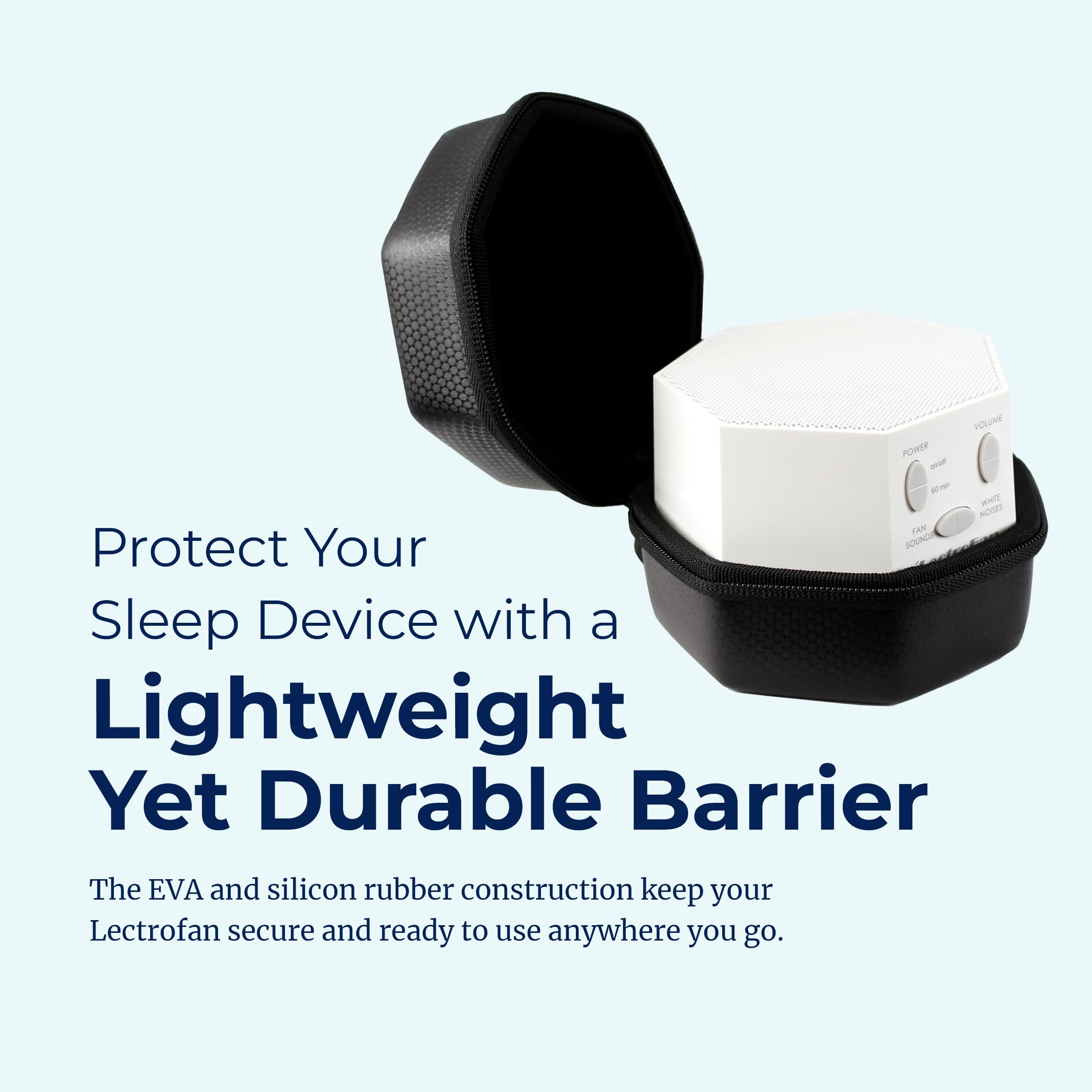 LectroFan étui voyage taille compacte – rangement discret en voyage.