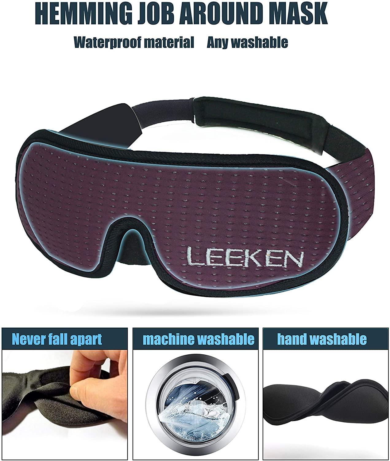Leeken masque ajustable avec sangle Velcro, adaptable à toutes les têtes.