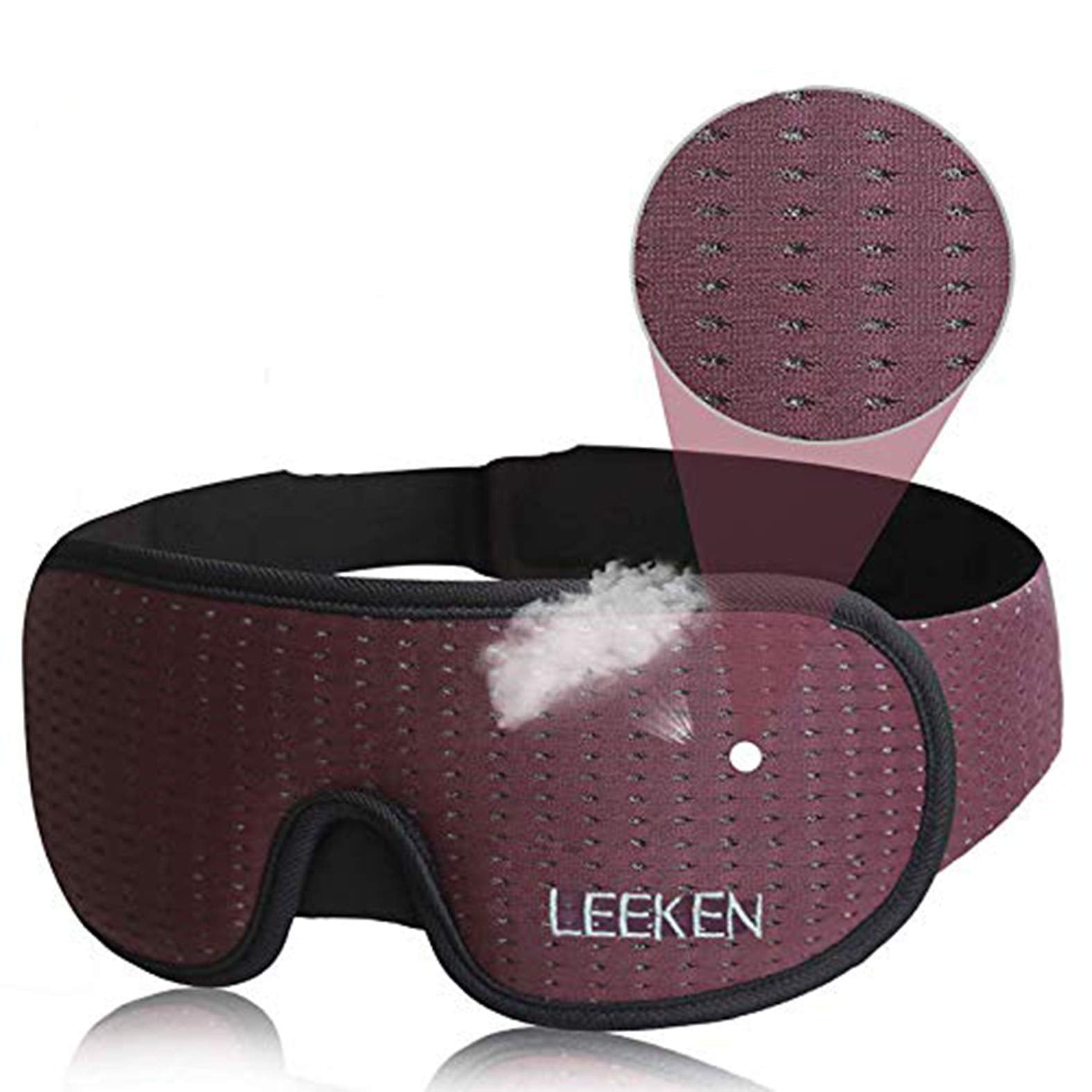 Leeken masque yeux 3D avec tampon nez pour obscurcissement total et repos