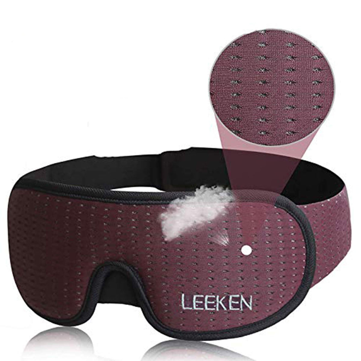Leeken masque yeux 3D avec tampon nez pour obscurcissement total et repos