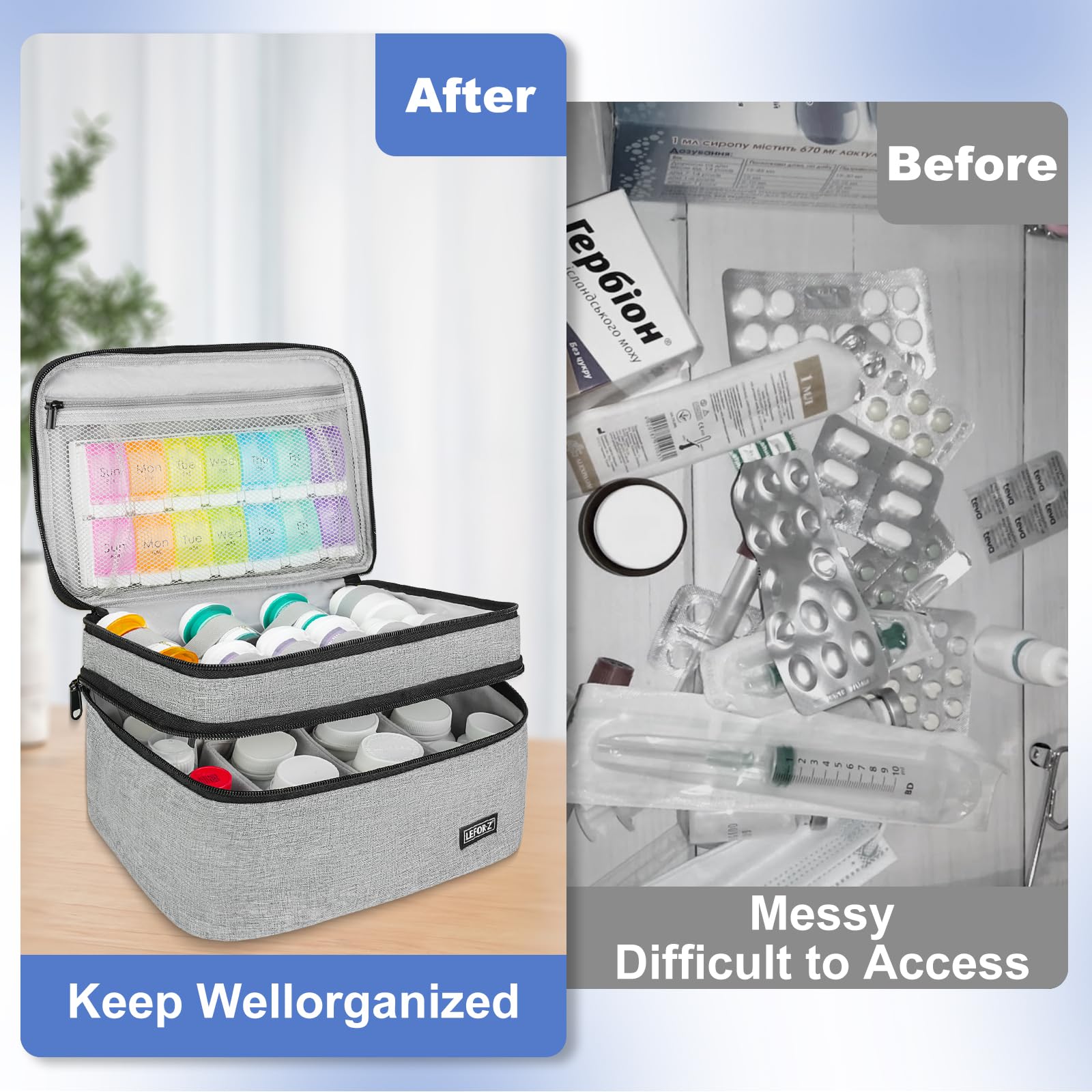 LEFOR·Z poche mesh zippée pour petits accessoires médicaux.