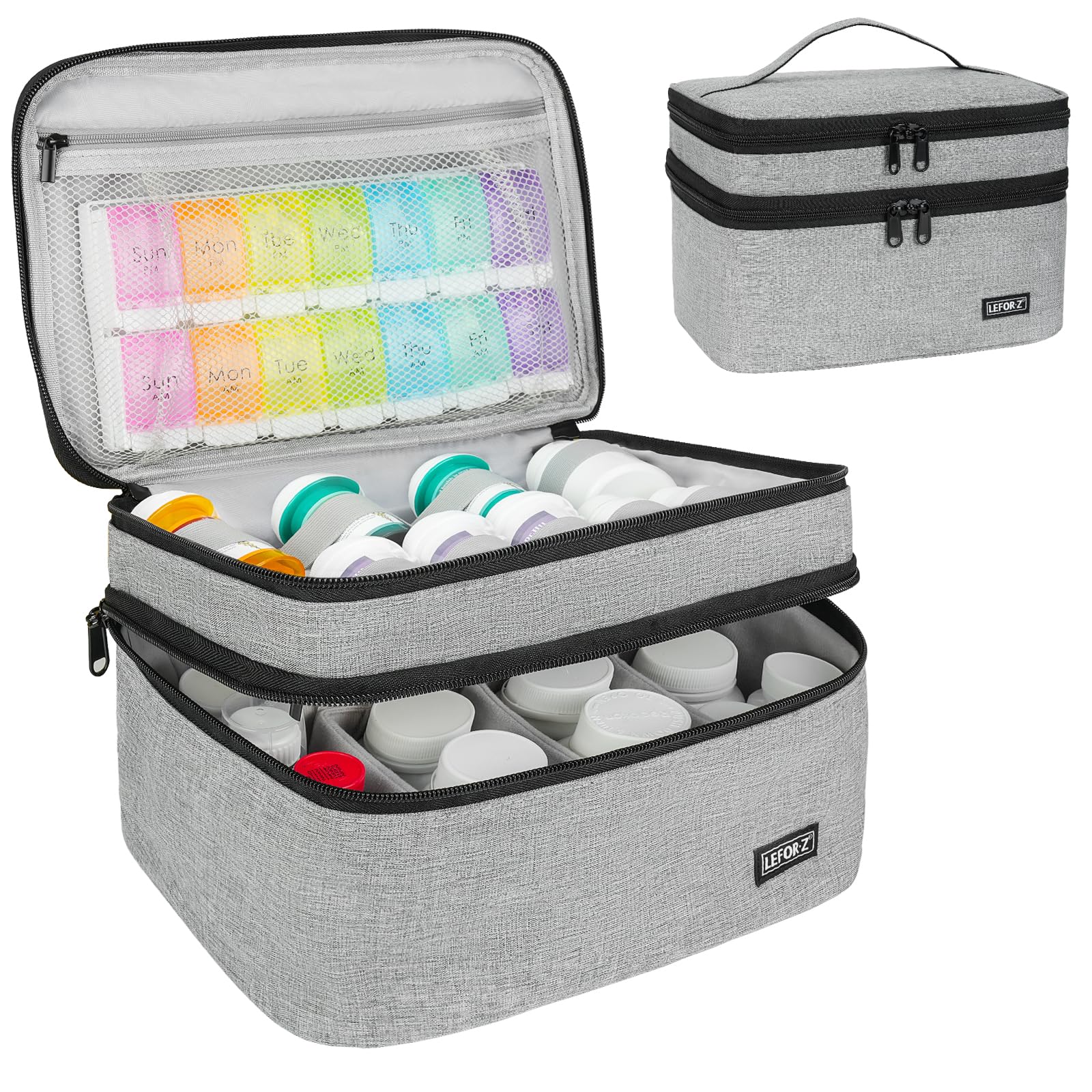 LEFOR·Z sac pour médicaments avec diviseurs modulables pour organiser les bouteilles.