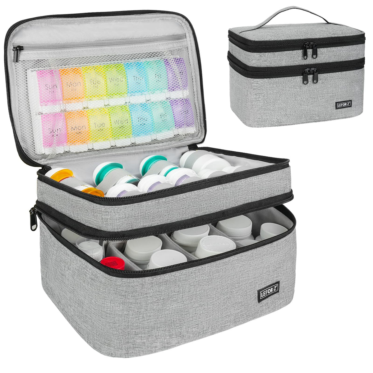 LEFOR·Z sac pour médicaments avec diviseurs modulables pour organiser les bouteilles.