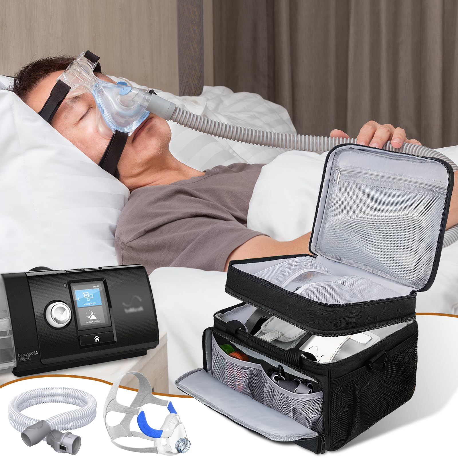 LEFOR·Z organiseur-accessoires-cpap : poches mesh pratiques pour accessoires CPAP.