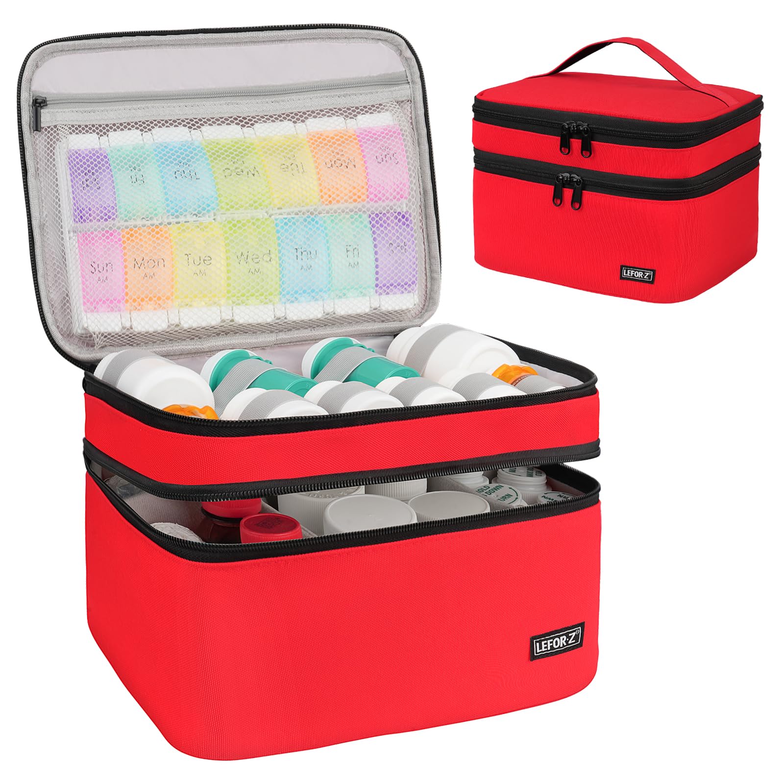 LEFOR·Z sac-rangement médicaments avec compartiment double, pratique pour le voyage.