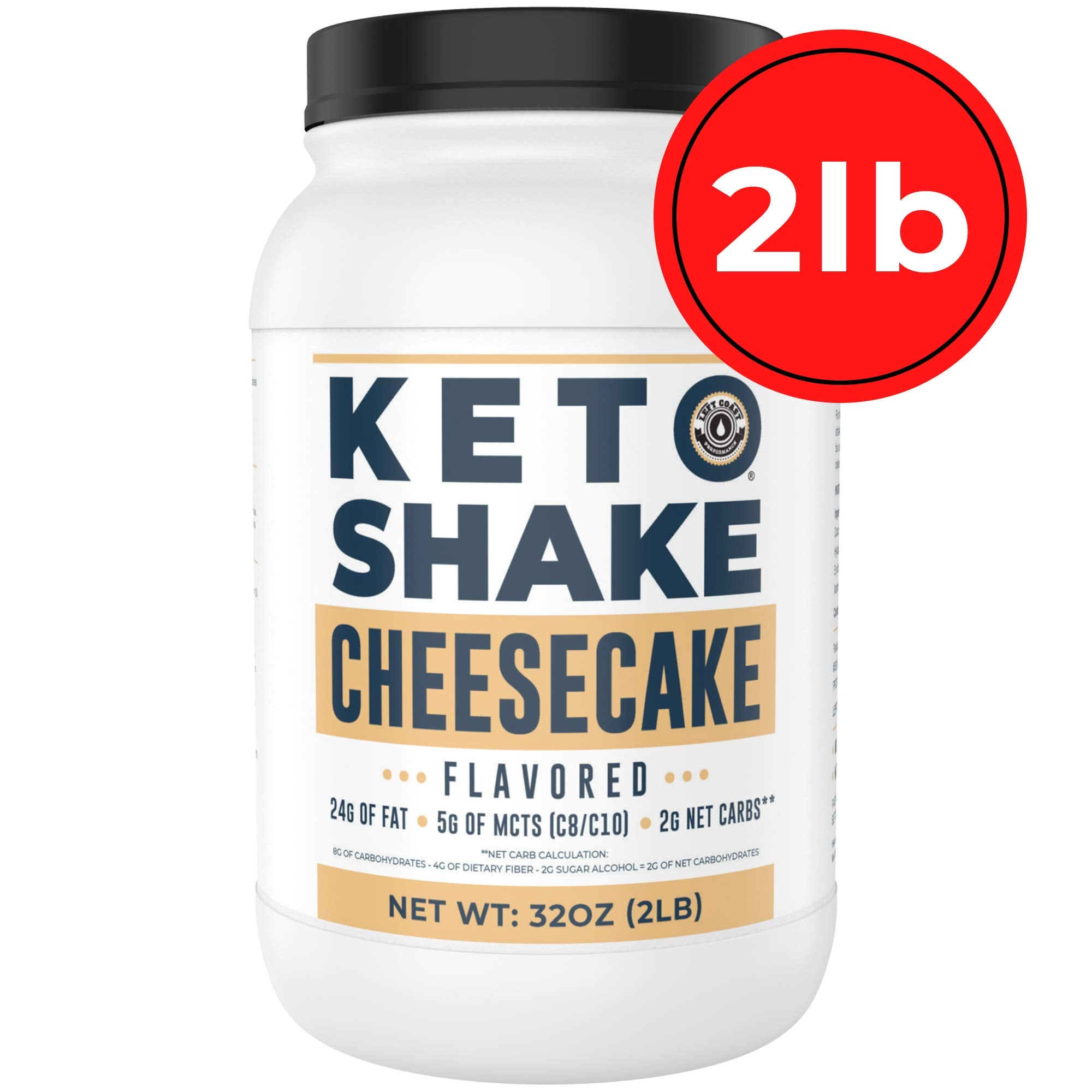 Left Coast Performance Cheesecake Keto Shake – Poudre MCT et lipase pour digestion facilitée.