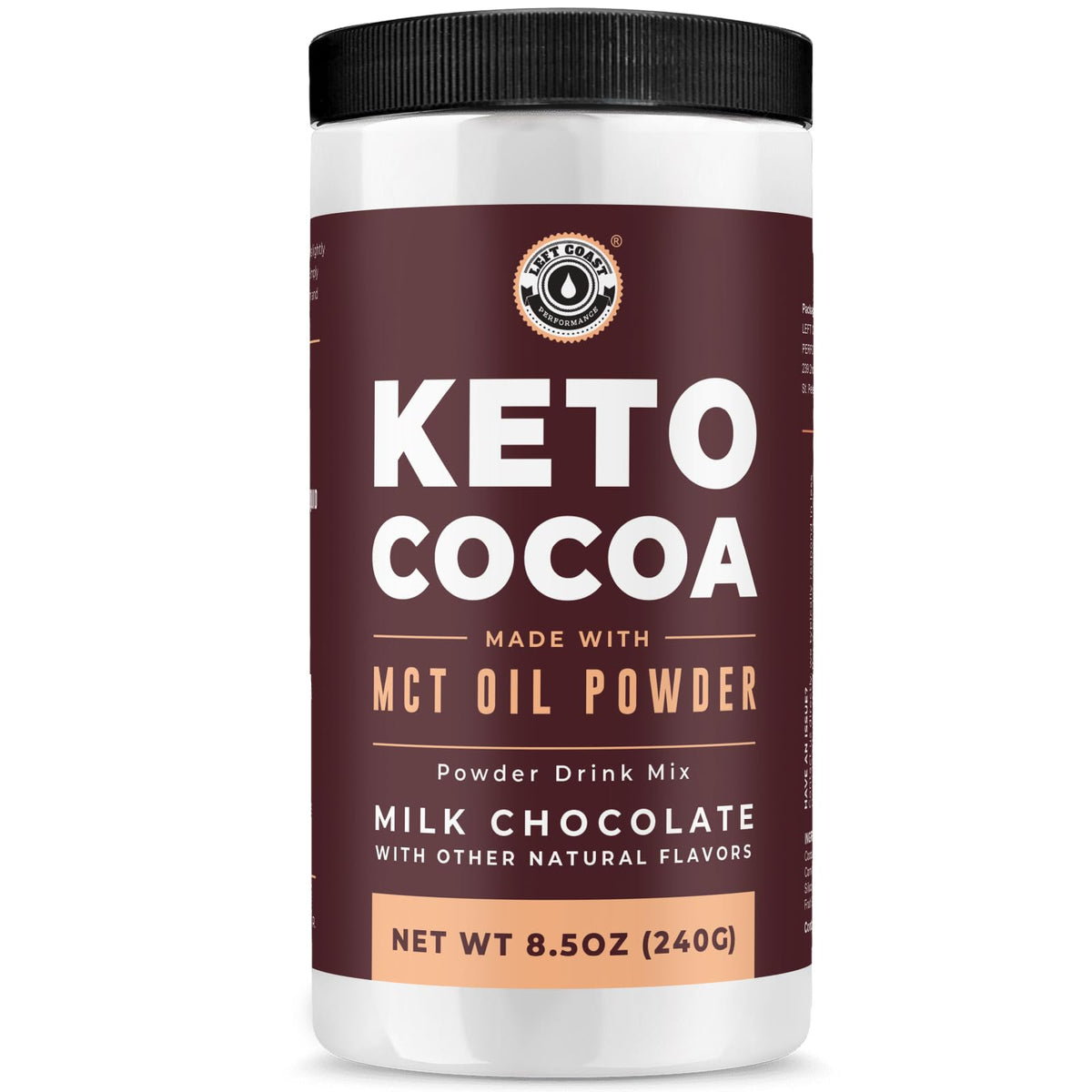 Left Coast Performance Keto Cocoa, poudre chocolat chaud crémeux et faible en glucides, idéal pour gourmands sans sucre