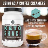 Left Coast Performance Keto Shake Chocolat, étiquette claire avec les informations nutritionnelles.