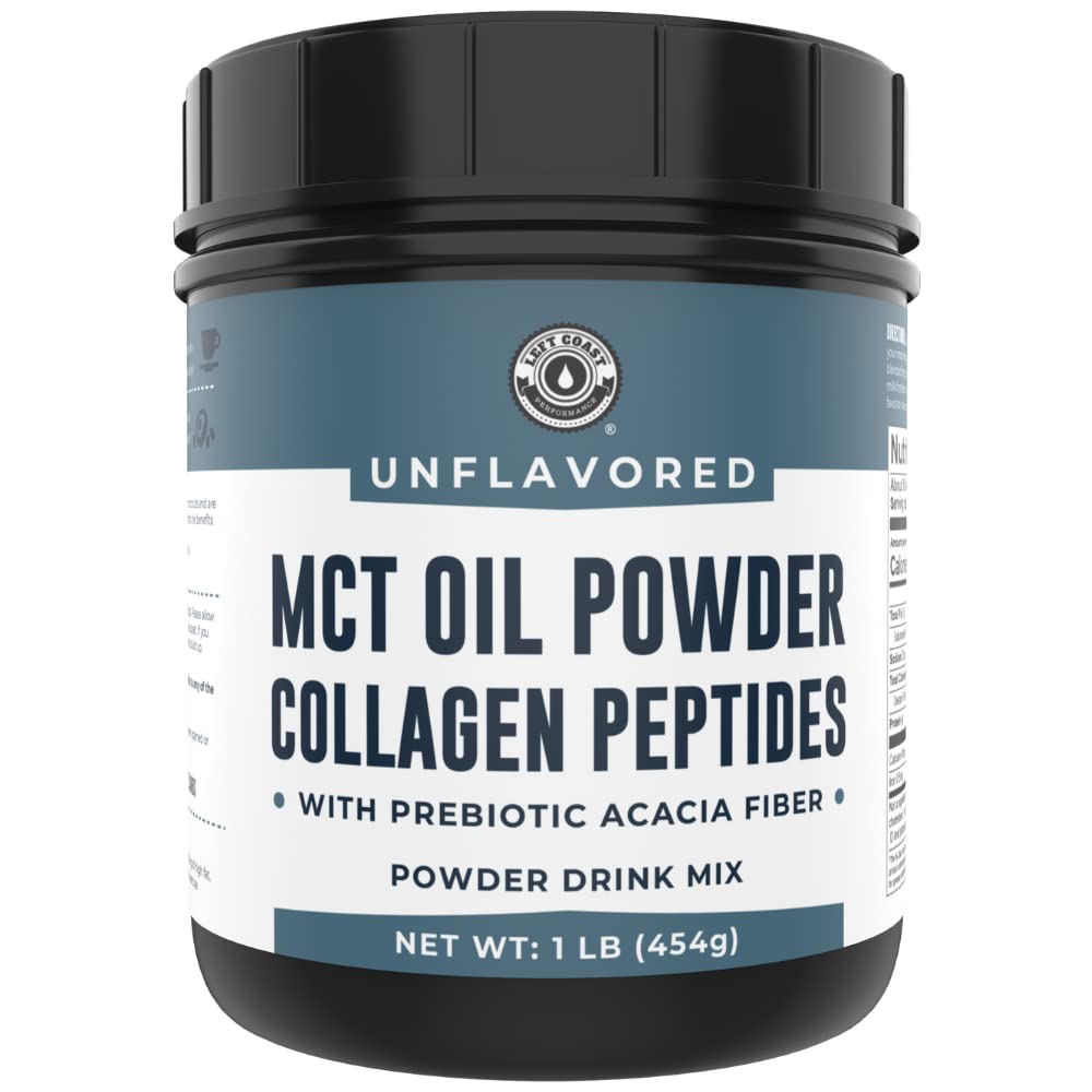 Left Coast Performance poudre MCT acacia fibre collagène dans une bouteille, ready-to-use.