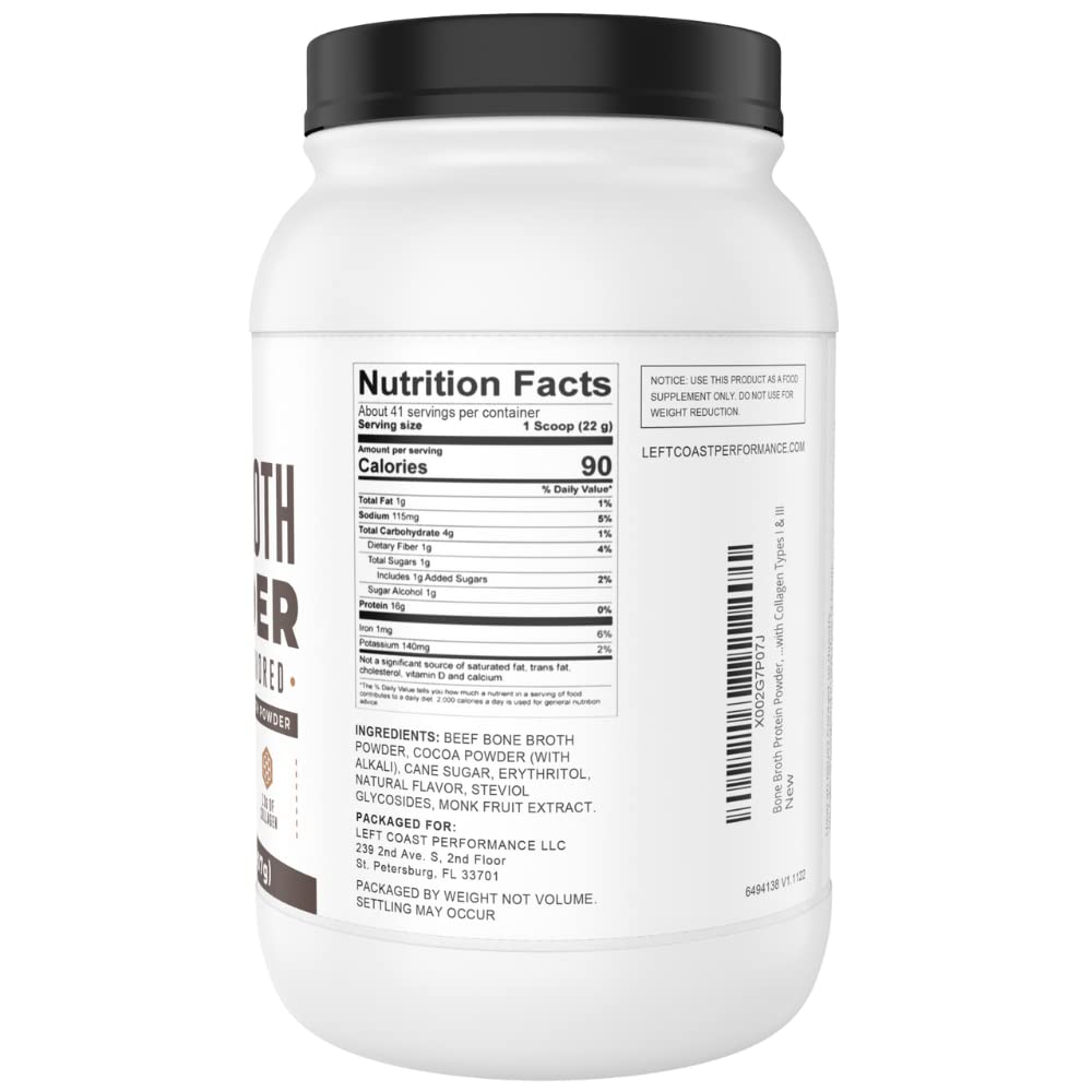 Left Coast Performance shaker chocolat 32oz pour mélanges rapides.