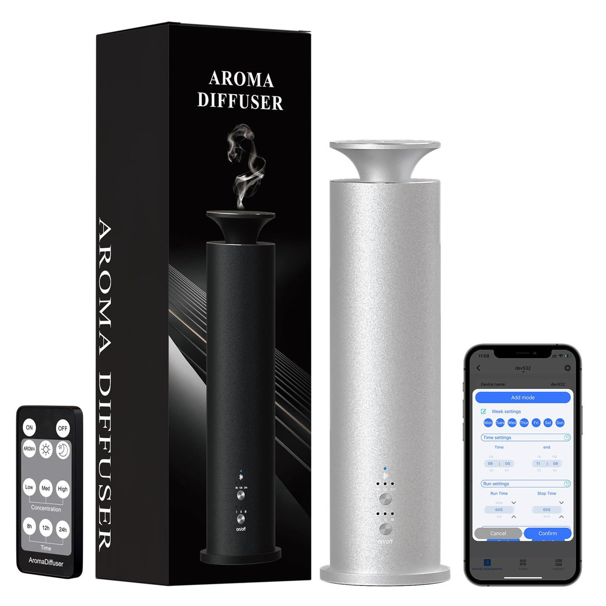 Diffuseur LEGARDLILIU sans eau au design tour en aluminium argenté pour ambiance élégante