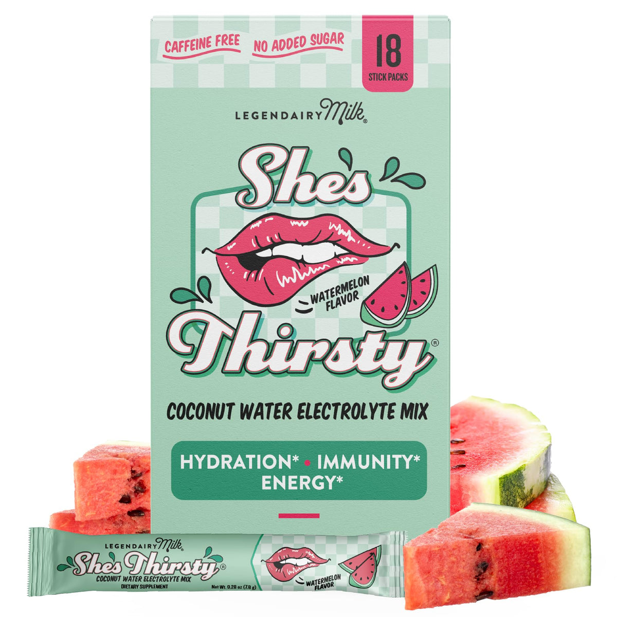 Legendairy Milk She’s Thirsty – emballage pratique des sachets pastèque pour une hydratation rapide