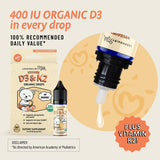 Étiquette biologique végane Legendairy Milk D3 K2 certifiée sans additifs.