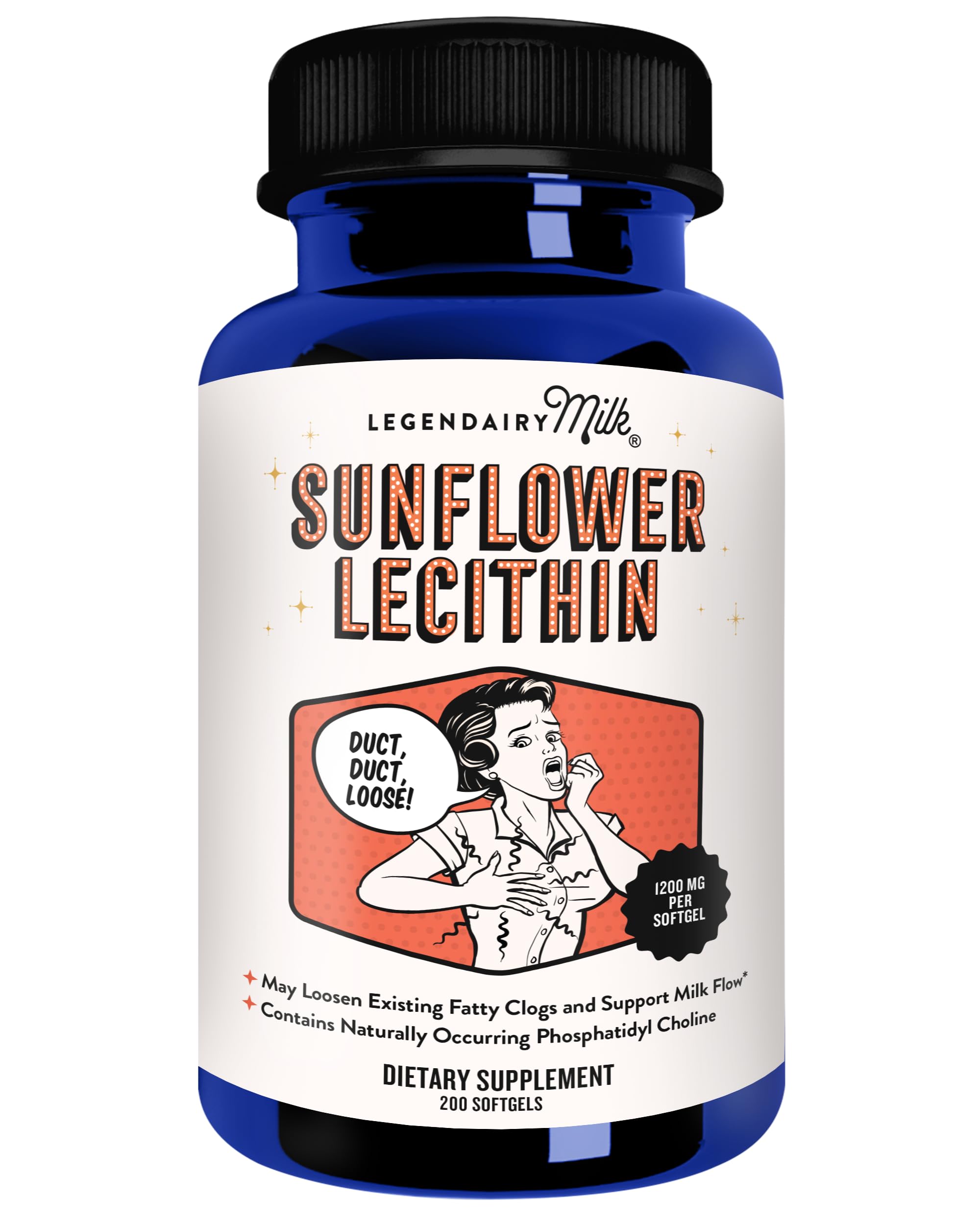 Bouteille Legendairy Milk Lécithine Tournesol 1200 mg avec gélules faciles à avaler.