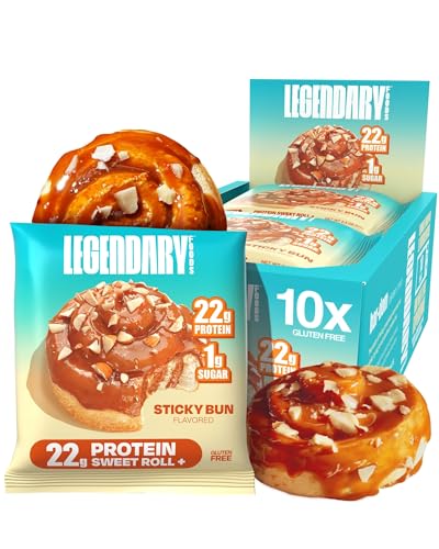 Barre Legendary Foods protéine cannelle 22 g, sans gluten, snack riche en protéines pour booster l'énergie.