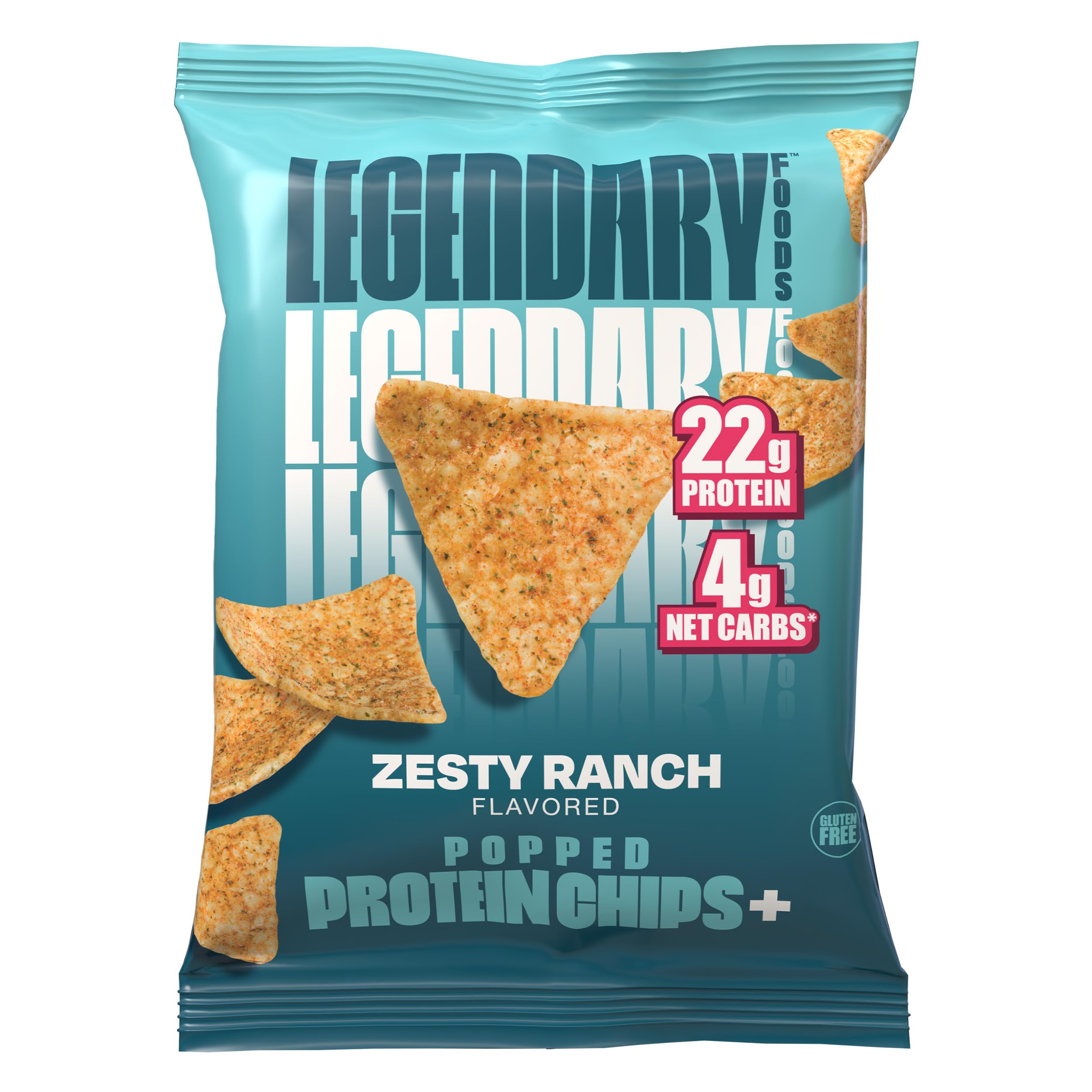 Lot de 10 sachets Legendary Foods Zesty Ranch, snack pratique en déplacement.