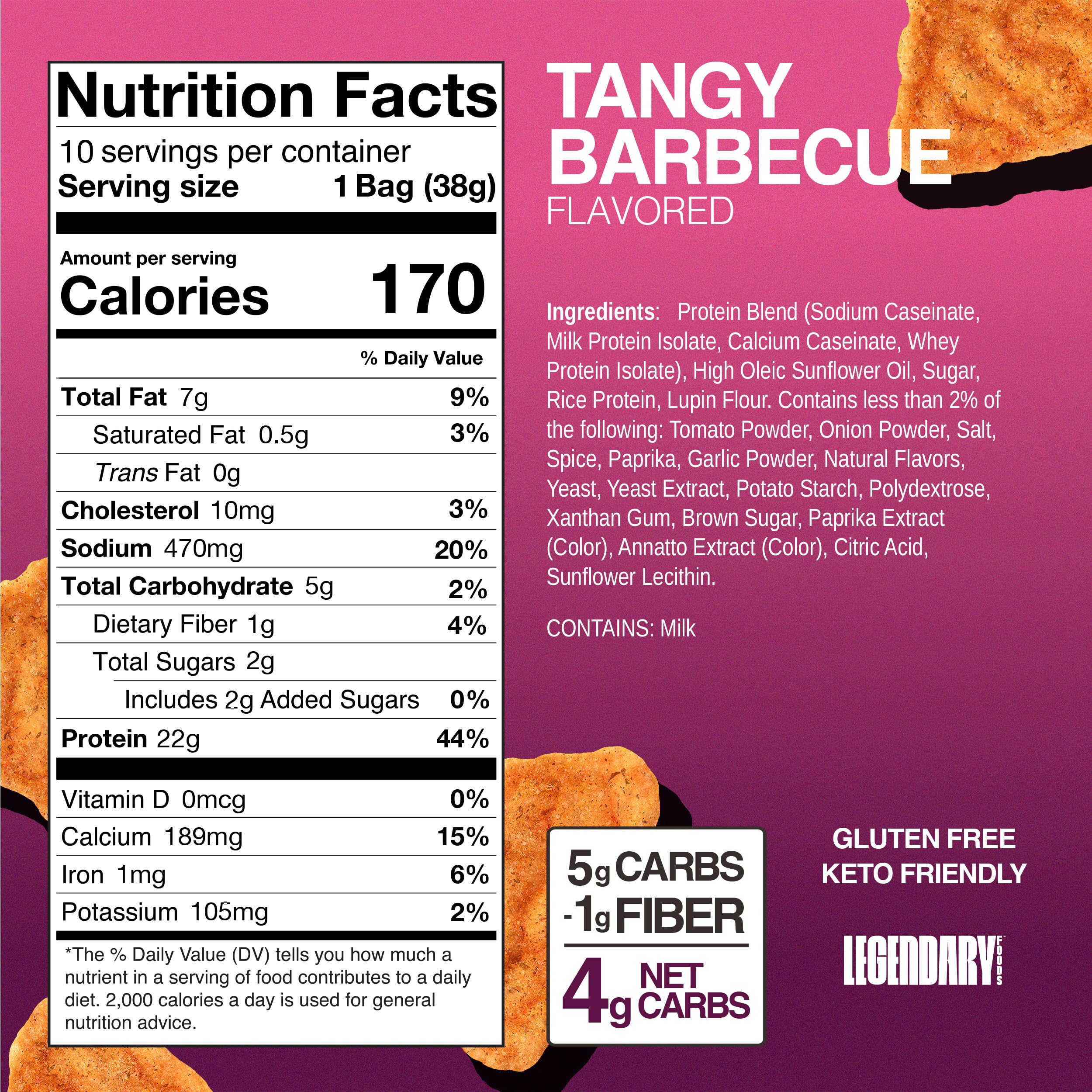 Legendary Foods chips protéinées barbecue – croustillants, parfaits pour le sac de sport