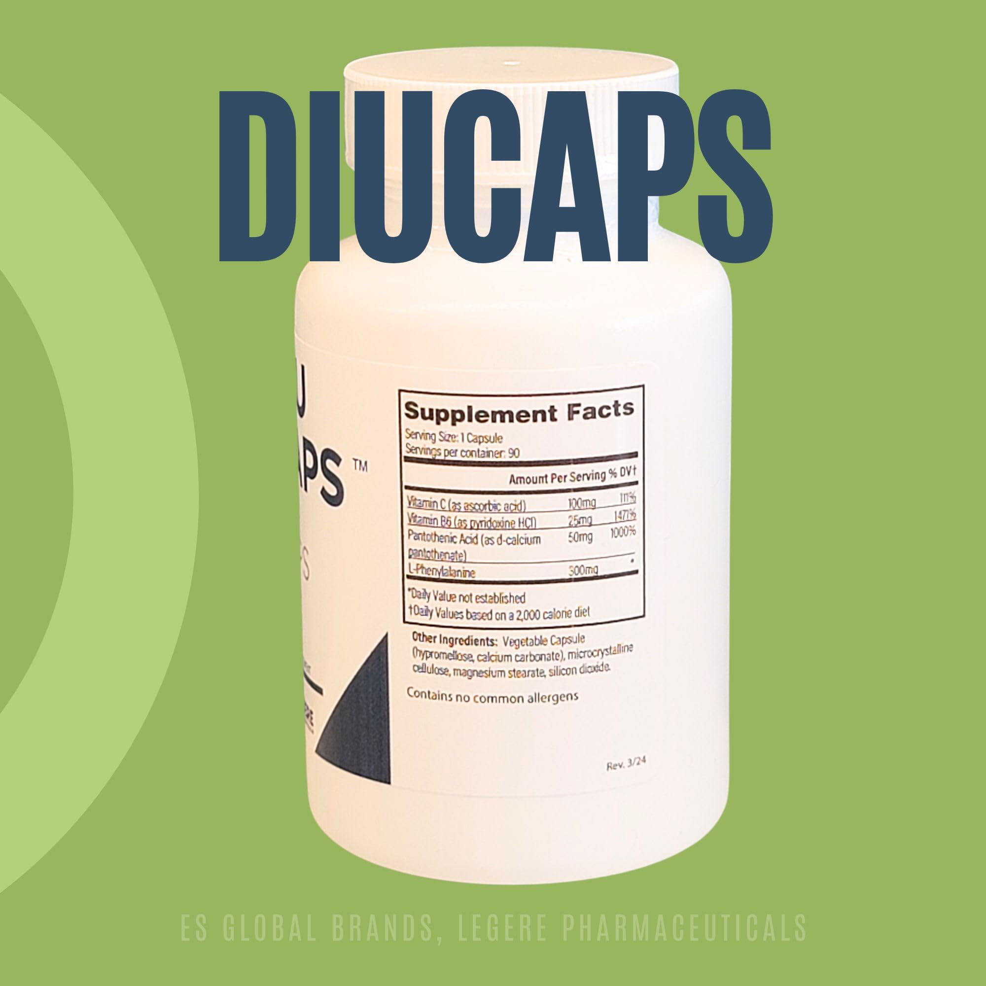 Liste d ingrédients Legere Diucaps Pro visible sur l emballage, source de nutriments