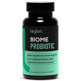 LEGION Biome Probiotic – Bouteille, soutien potentiel pour un ventre plus confortable.
