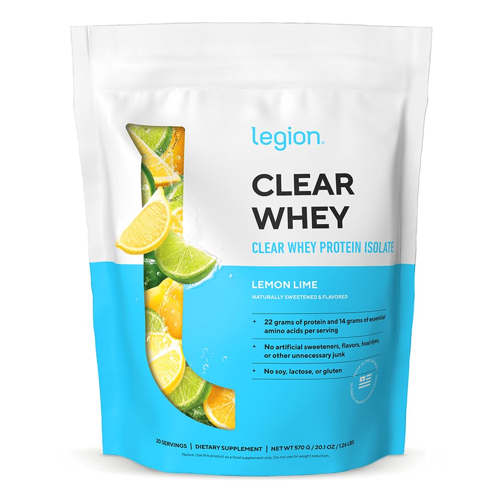 LEGION Clear Whey+ poudre protéine citron-lime, récupération rapide après l'entraînement.