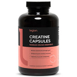 Bouteille LEGION de créatine micronisée Monohydrate prête à l'entraînement.