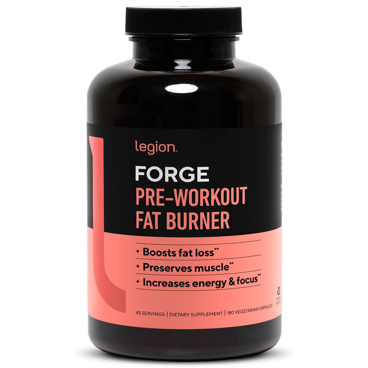 LEGION Forge Fat Burner dans sa bouteille, énergie avant entraînement.