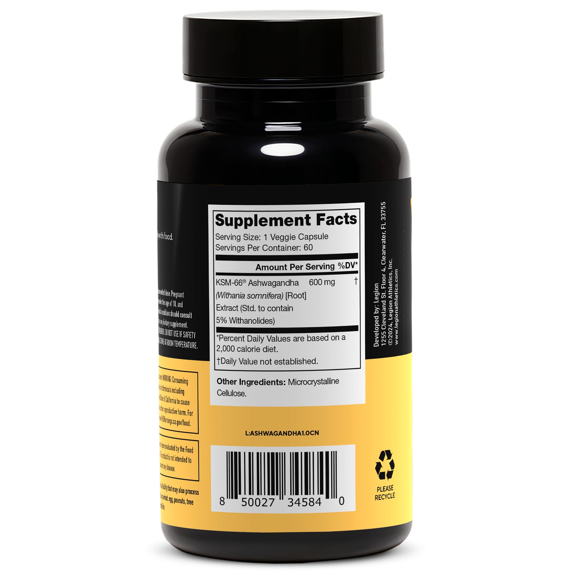 LEGION KSM-66 Ashwagandha capsules – mains tenant les capsules, routine bien-être facile.
