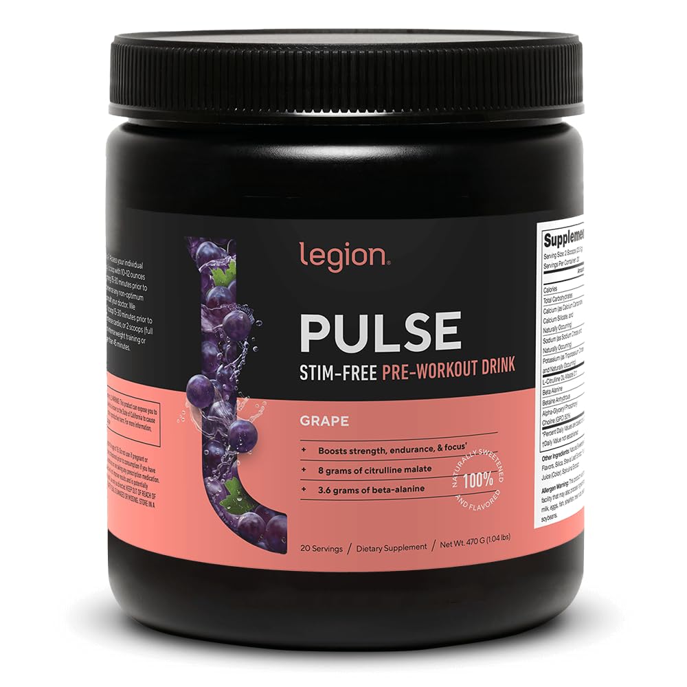 LEGION Pulse – bouteille préentraînement, énergie naturelle sans stimulant pour l’entraînement.