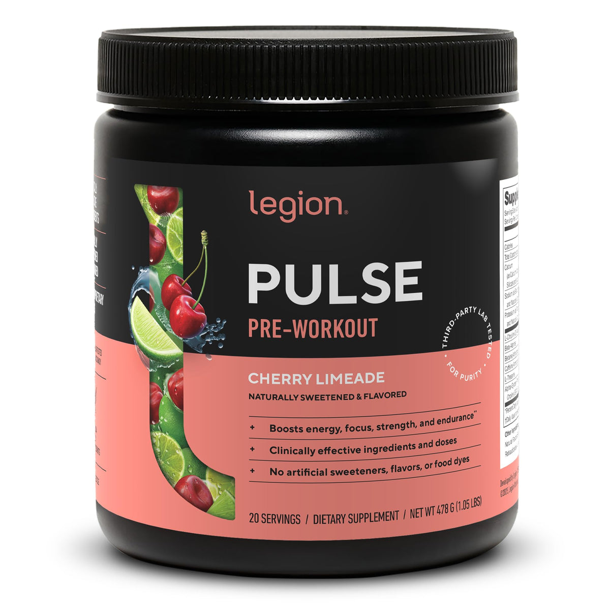 LEGION Pulse pot cerise-limeade, énergie naturelle pour l'entraînement.