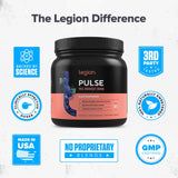 LEGION Pulse Pre Workout — emballage sans additifs et sans édulcorants artificiels.