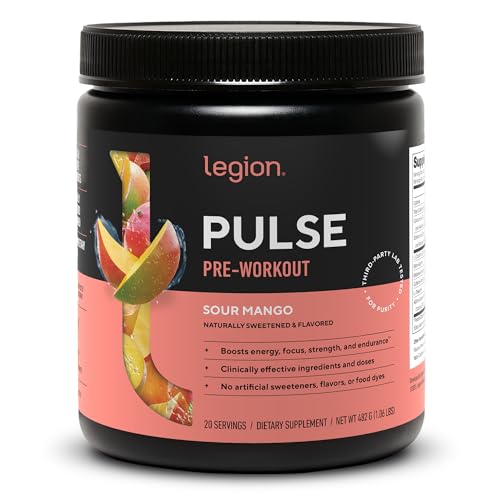 LEGION Pulse pré-entraînement – bouteille mangue acide, énergie soutenue sans crash