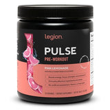 Bouteille LEGION Pulse Pre Workout prête pour une énergie naturelle avant séance.