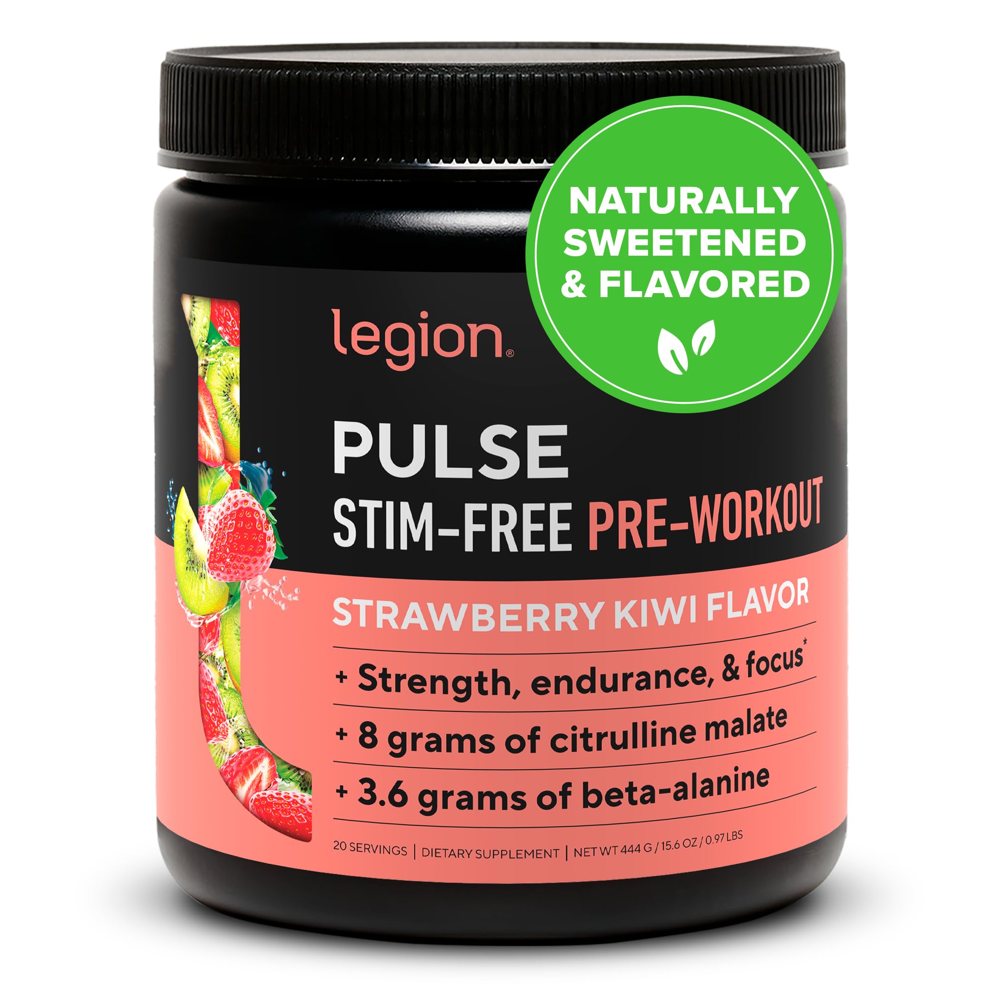 Pulse de LEGION, flacon prêt à doser, énergie durable sans caféine.