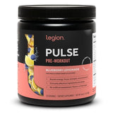 LEGION Pulse Pre Workout – poudre bleu prête à mesurer pour énergie durable.