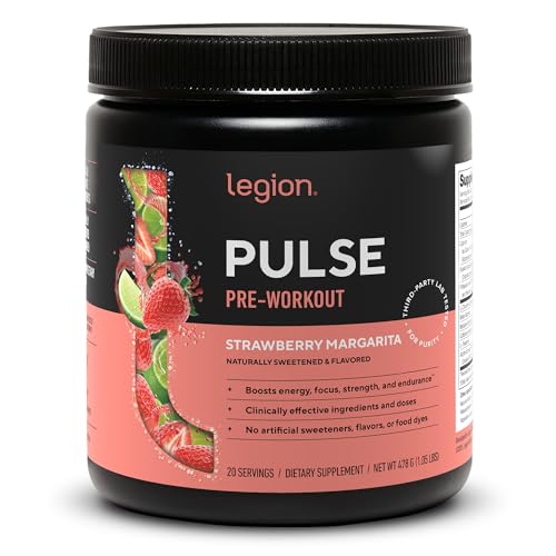 LEGION Pulse Pré-entraînement, poudre Fraise Margarita prête à mesurer pour énergie avant l'entraînement.