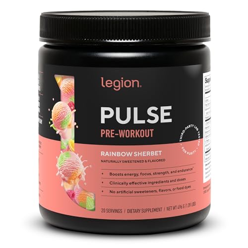 Pulse Preworkout LEGION – poudre: énergie soutenue pour entraînement intense.