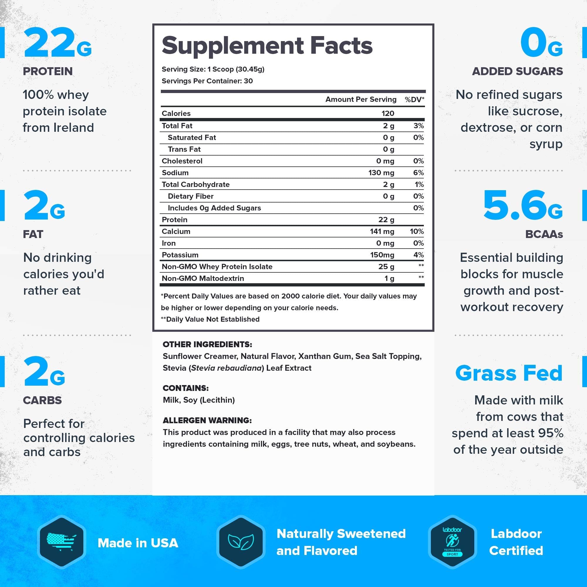 LEGION Whey+ Isolat, 5,5 g de BCAA et 12 g d’acides aminés essentiels par portion.